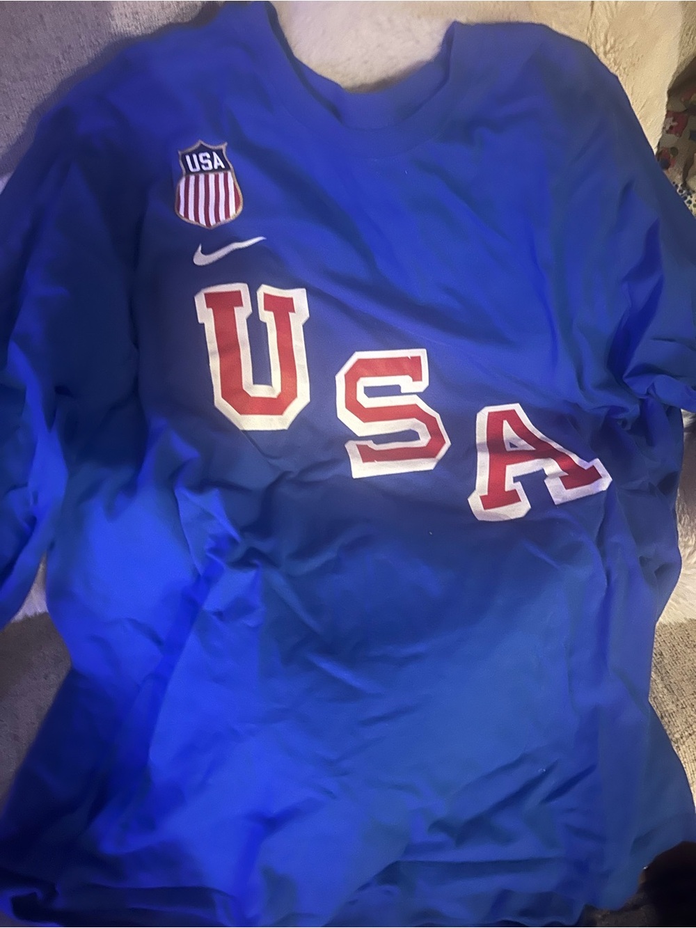 Nike Mens Royal Blue USA Graphic Long Sleeve Sweatshirt